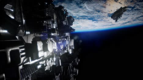 la nave espacial alienígena armada se acerca a la tierra