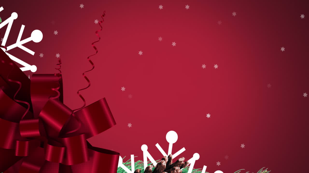 animación digital de copos de nieve cayendo sobre la cinta de navidad