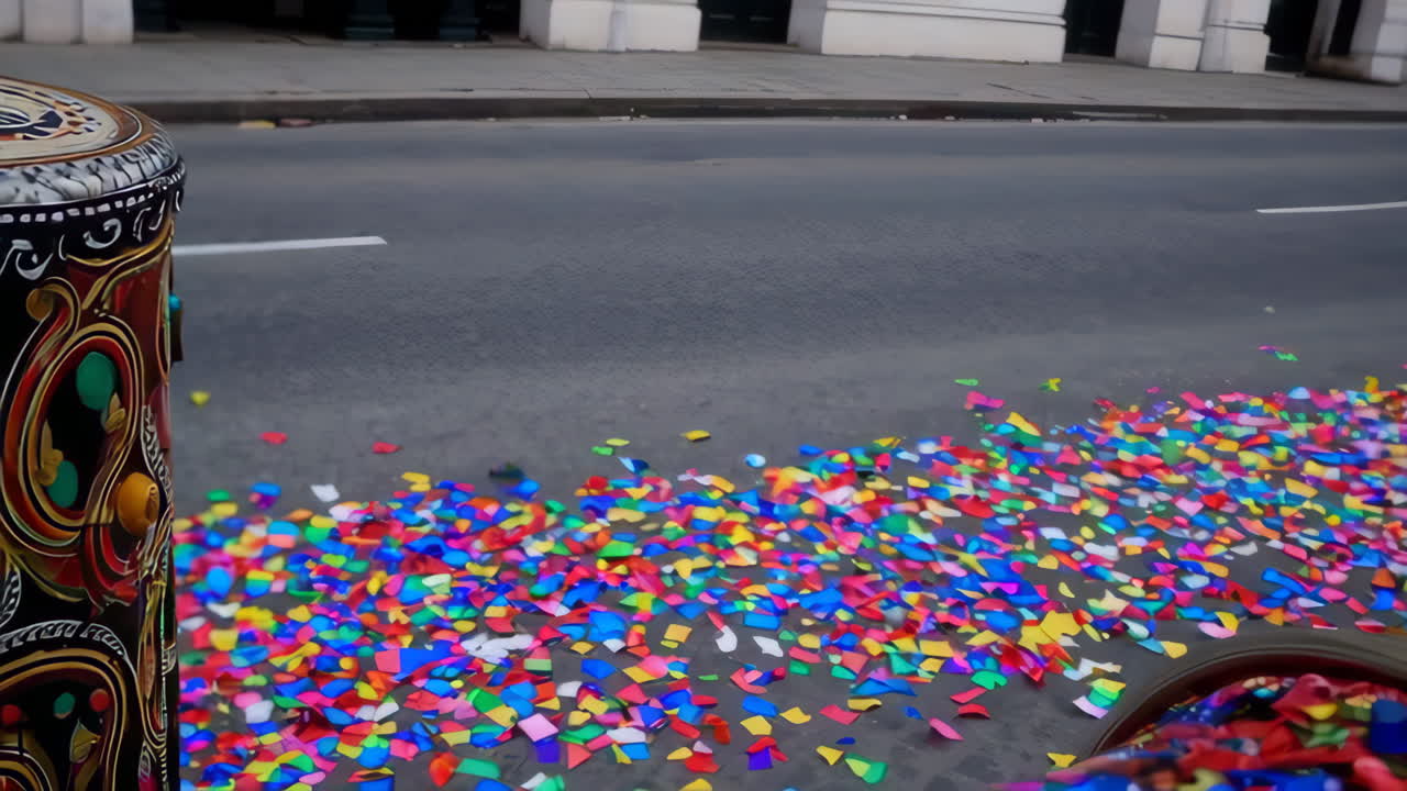 거리에 있는 다채로운 콘페티