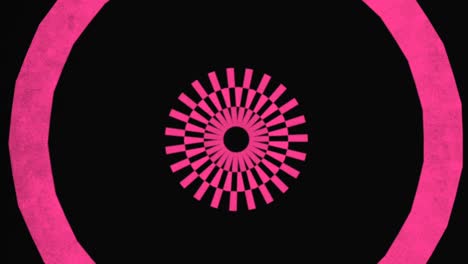 atractivo patrón en espiral cuadrados rosados y negros en un diseño parecido a un caleidoscopio