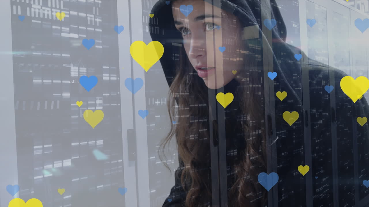 백인 여성 해커와 하트 오버 서버  ⁇ 의 애니메이션