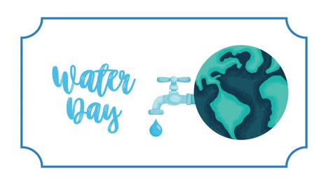 water day campaign animated with world planet and lettering