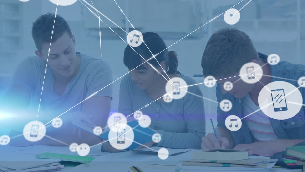 비즈니스 동료에 대한 아이콘과 연결 네트워크의 애니메이션