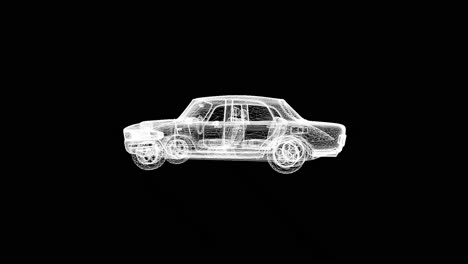 wireframe model of a vintage car