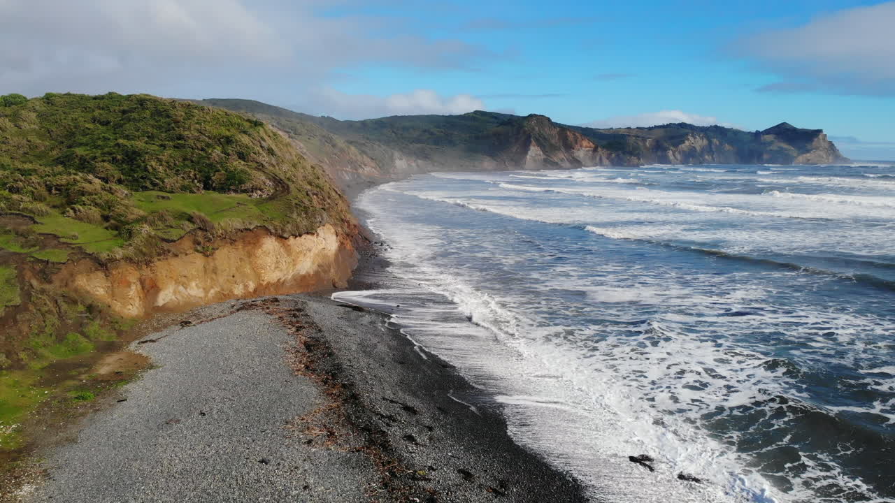 Scenic Coastal Landscape with Waves and Cliffs