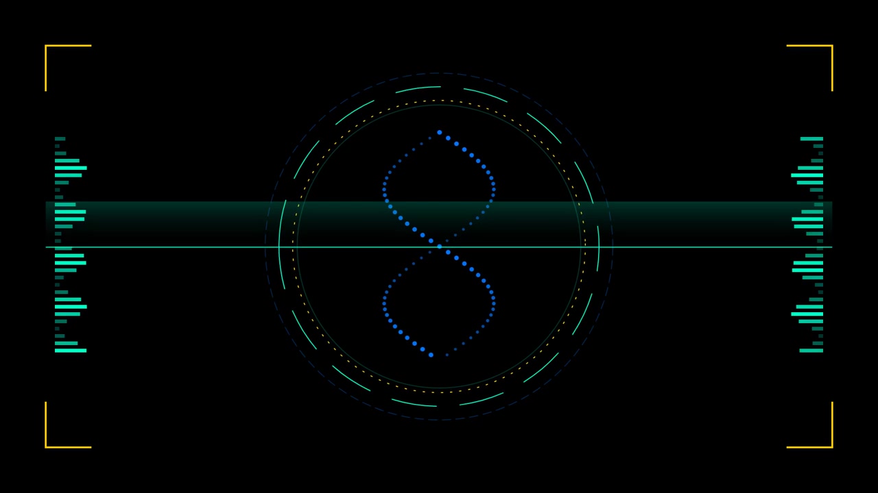 Digital DNA Helix Animation with Futuristic HUD Interface