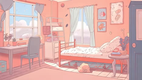 cozy cartoon bedroom interior