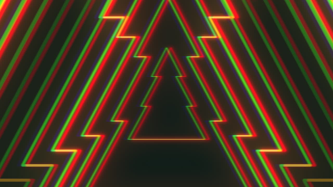 árboles de navidad de neón glitch en vértigo en gradiente negro