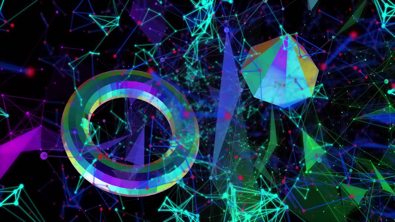 검은 바탕에 연결된 3d 다채로운 모양의 애니메이션