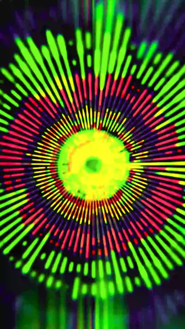 Visualizzatore Radiale Astratto Vibrante con Colori Pulsanti