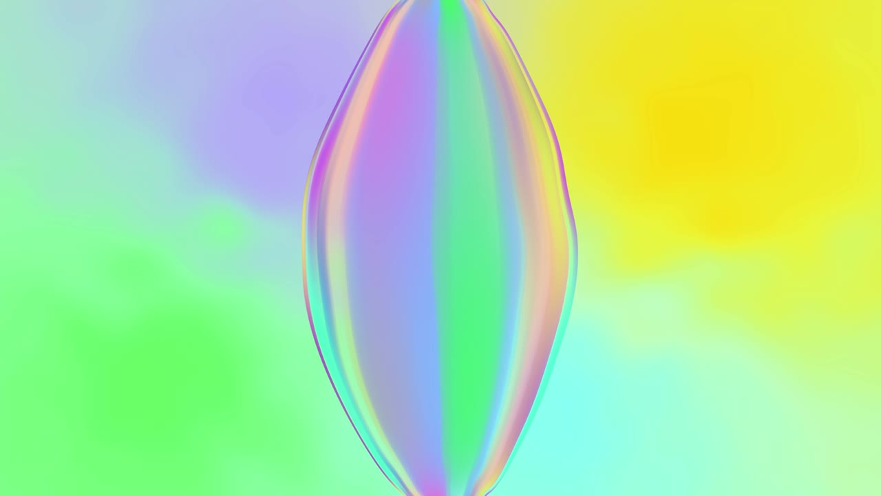 무지개 색의 타원형 비누 거품 모션 그래픽
