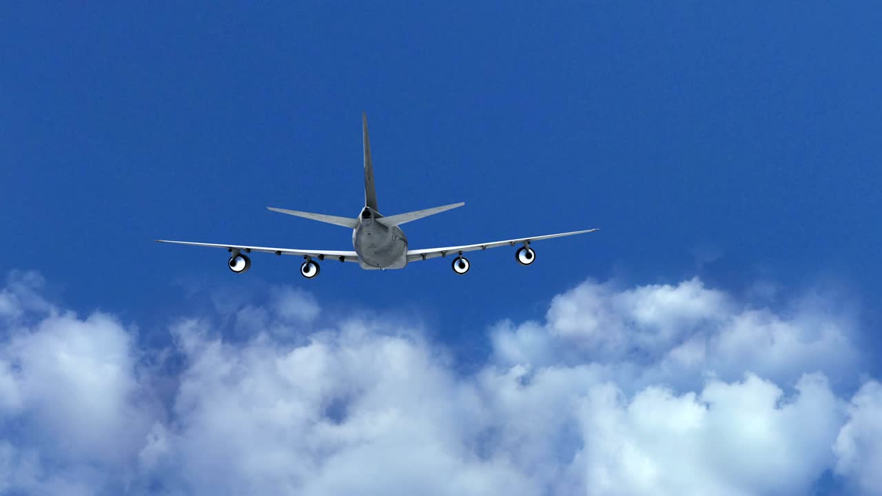 avión volar por el cielo azul de un día soleado. video de bucle, lapso de tiempo