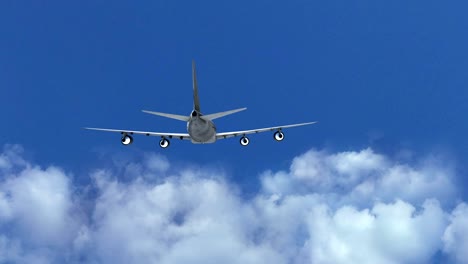 airplane fly by sunny day blue sky. loop video, time-lapse