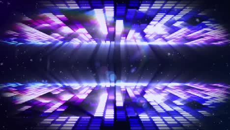 Animation-of-snow-falling-over-glowing-purple-music-equalizer