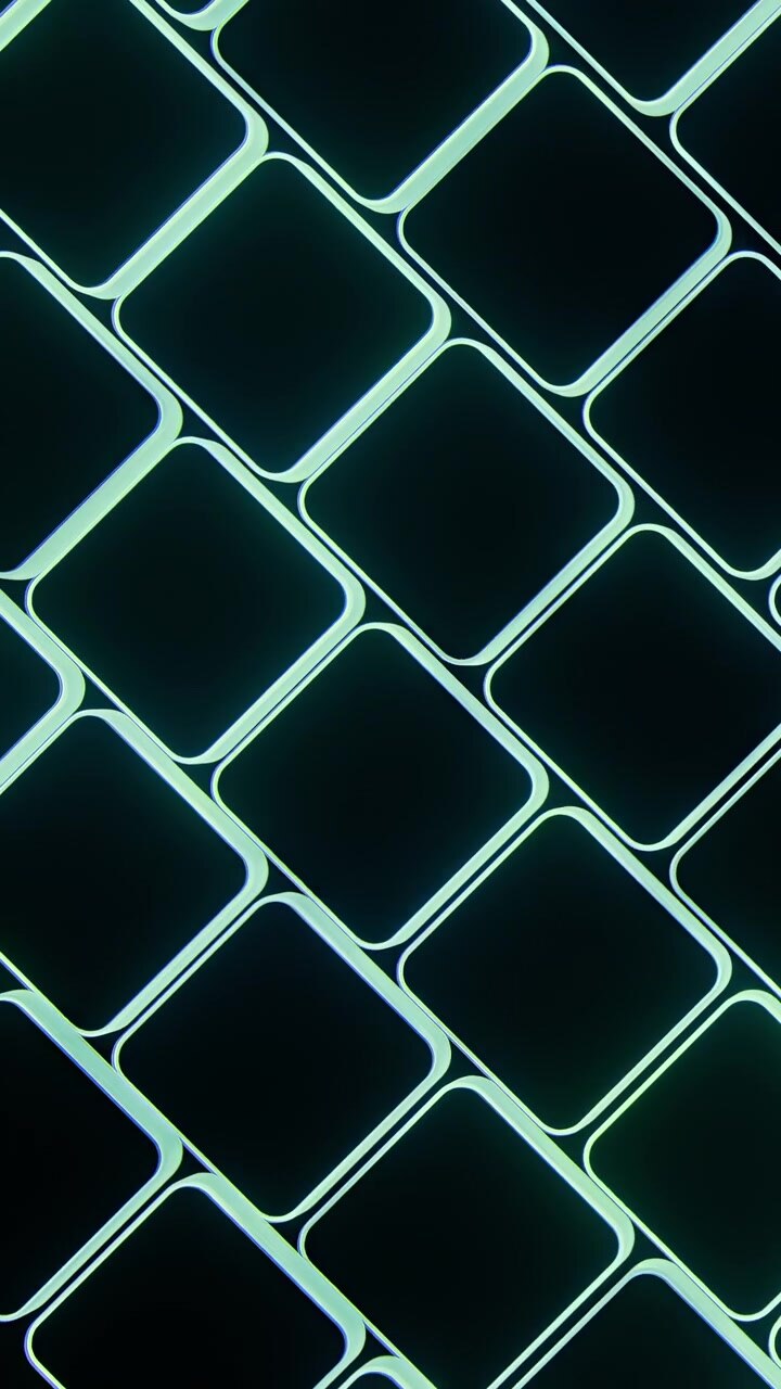 Abstract Background of Glowing Neon Green Rounded Squares