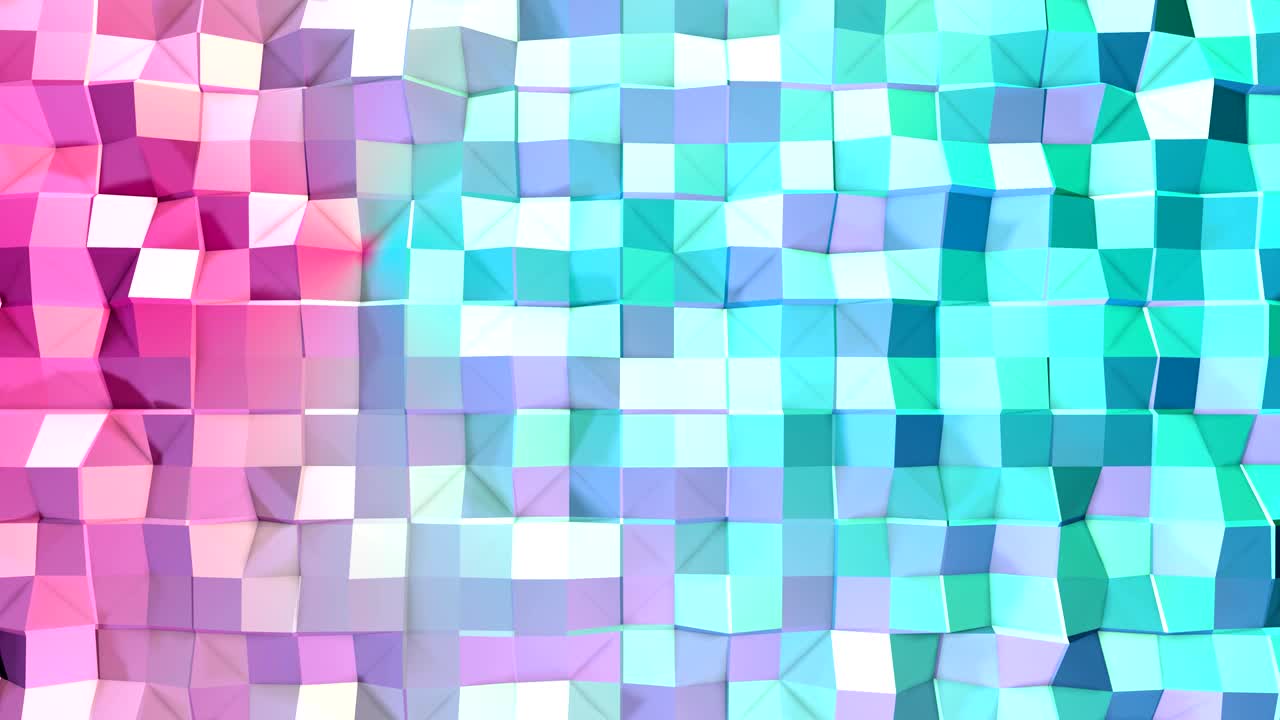 추상적인 단순한 파란색, 분홍색, 낮은 폴리 3d 표면, 반이는 환경, 부드러운 기하학적, 낮은, 폴리 모션 배경, 순수 파란색 다각형의 이동.