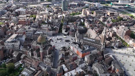 charleroi, wallonia, belgium,the town hall, place vauban , the saint-christophe church