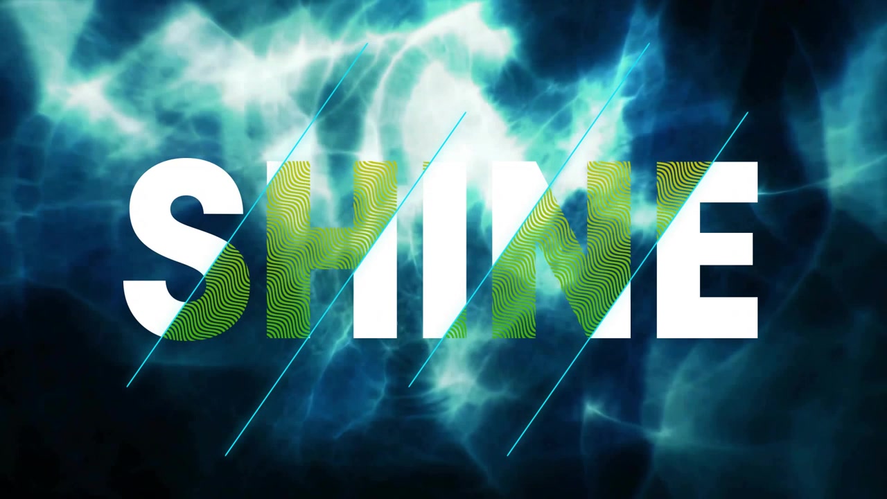Dark energy initiating SE letters expanding into SHINE with shifting green and animating cyan lines