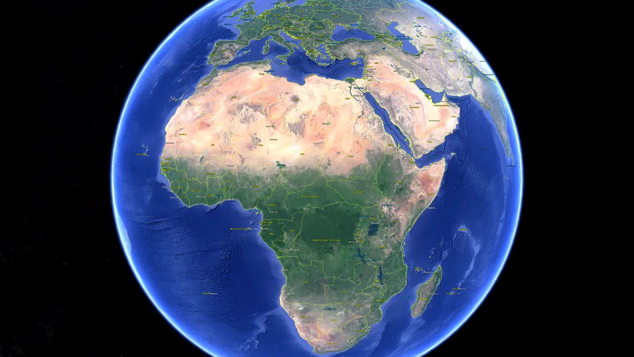 Etiopia con bandiera. Terra 3D nello spazio - zoom sull'Etiopia esterna