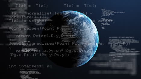 animation of computer data processing over globe