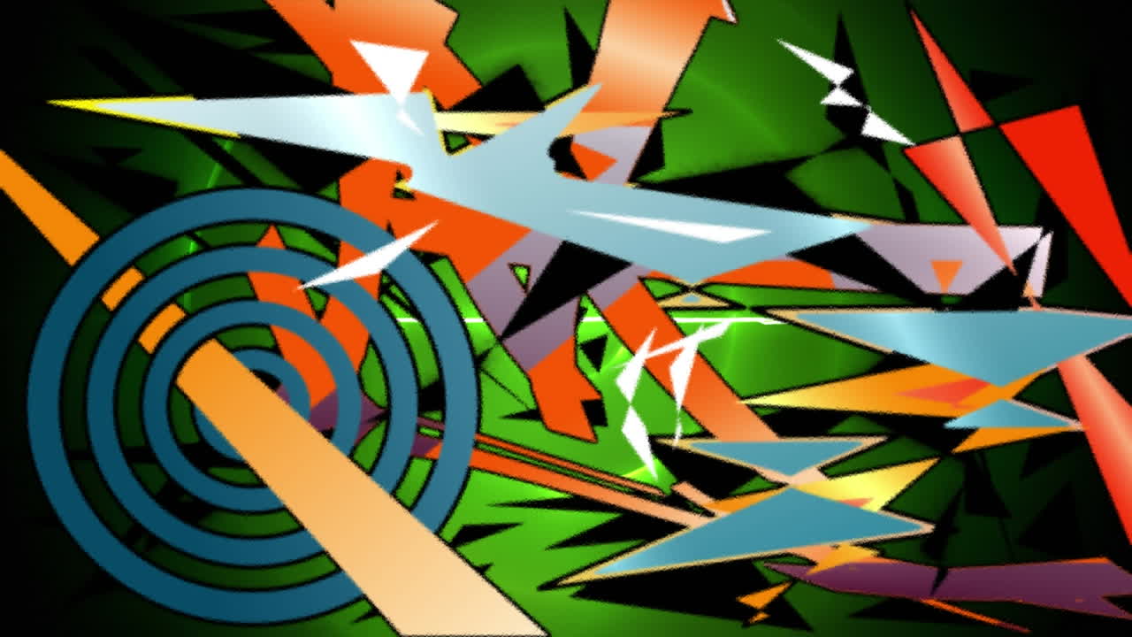 Animazione di forme astratte colorate su sfondo verde
