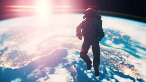 astronauta trabajando en una nave espacial. elementos de imagen proporcionados por la nasa