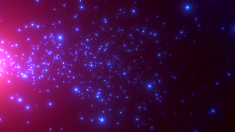 Fly-blue-stars-and-glitters-in-dark-starry-galaxy