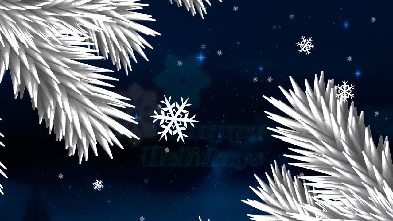 크리스마스 트리 장식 위에 내리는 눈의 애니메이션