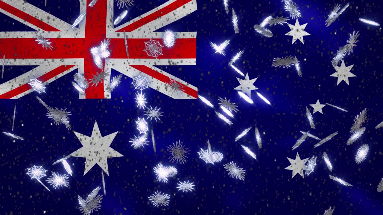 오스트레일리아 발과 눈이 흔들리는 주기적 배경 크리스마스와 새해, 루프