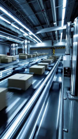 Automated Package Conveyor System in a Modern Warehouse