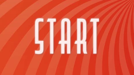 animation of start text banner against radial rays in seamless pattern on red background