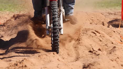 motorcyclist crashes during sandy track maneuver