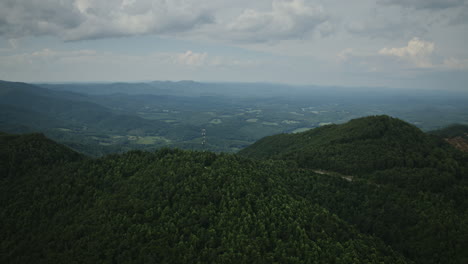 Aerial hyperlaplse of a valley off Lovers Leap in southern Virginia