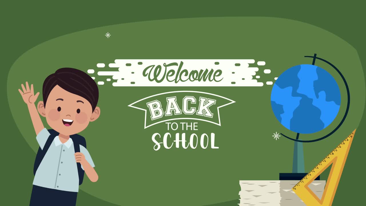 학교로 돌아가는 글자 애니메이션