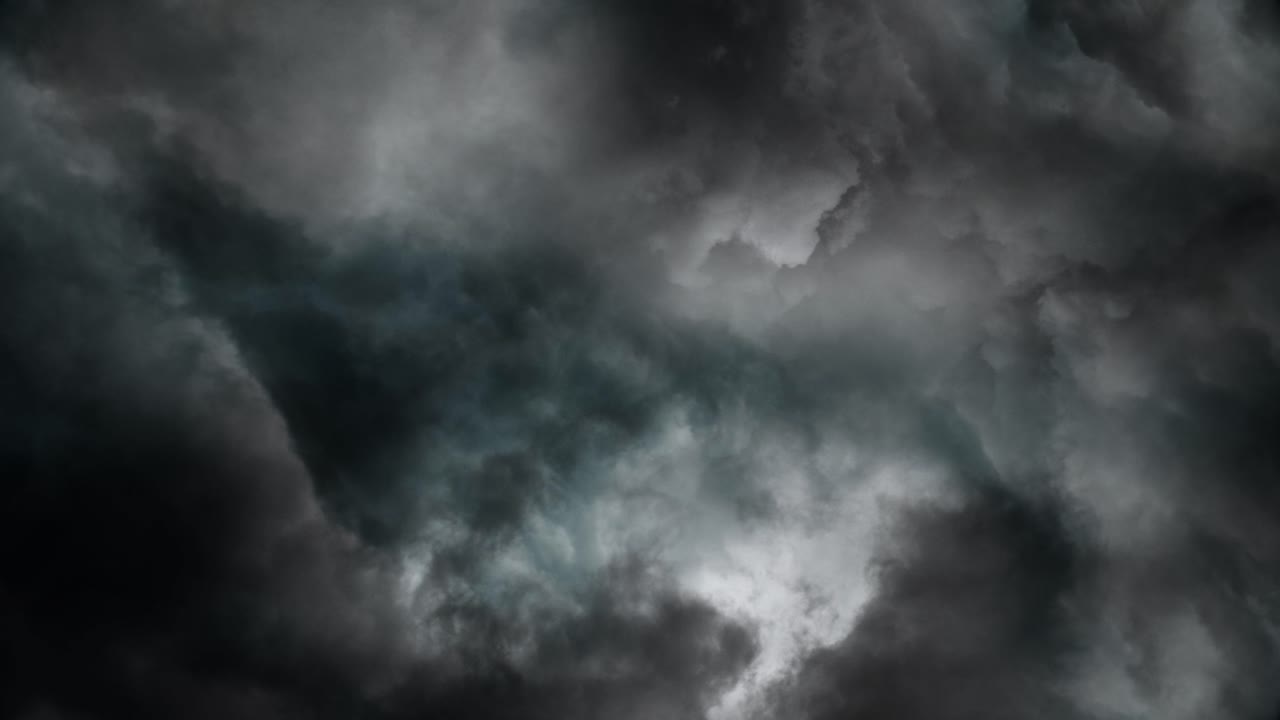 4k thunderstorm, lightning and clouds over stormy sky