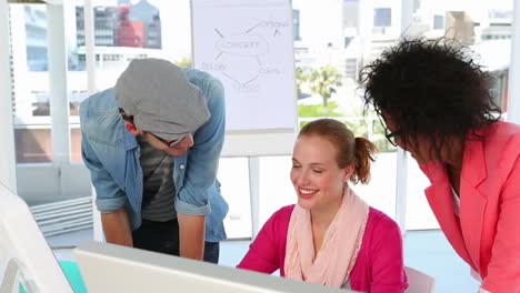 creative team working together happily