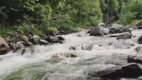 wide shot of a peaceful mountain river