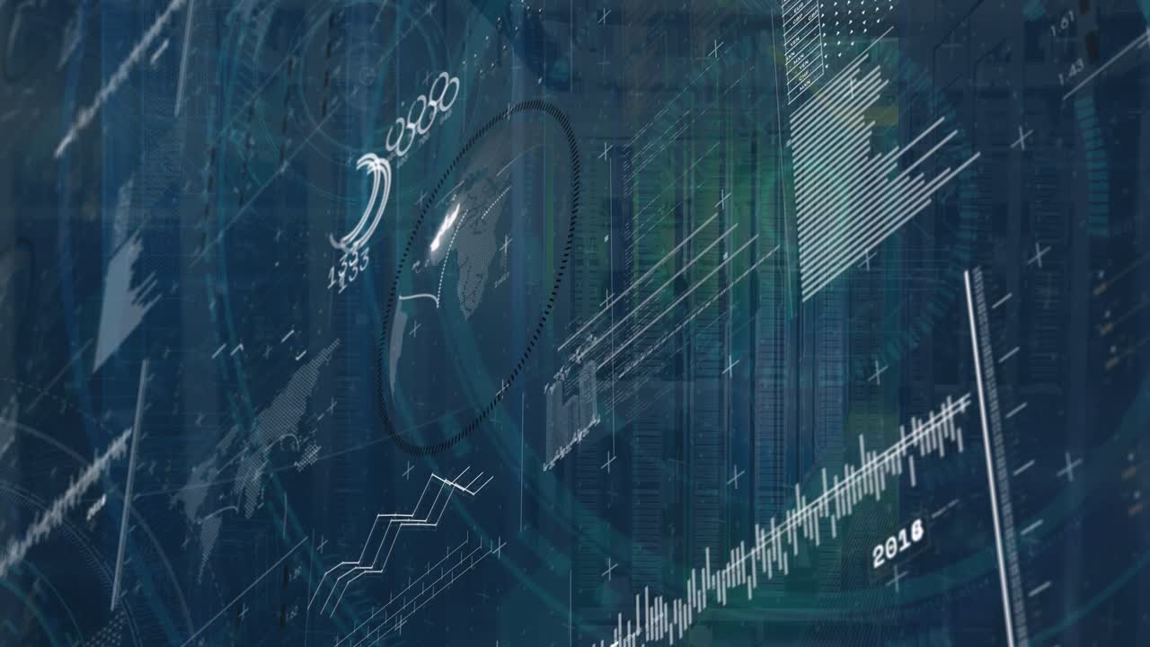 Animazione di elaborazione dati finanziari su codice binario