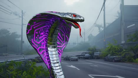 cyberpunk cobra in a post-apocalyptic world