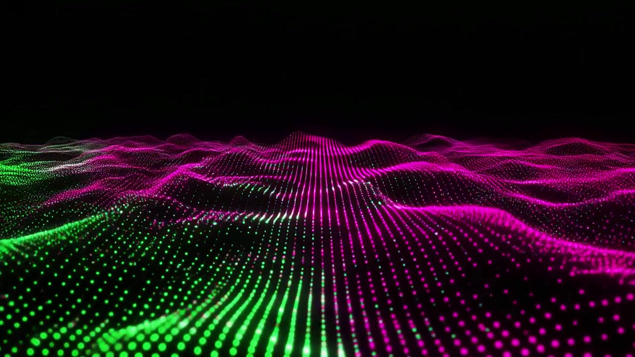 Dynamic Abstract Wave of Glowing Digital Particles