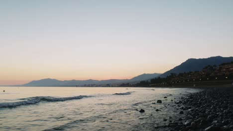 Beach-near-Marbella-after-sundown,-Spain