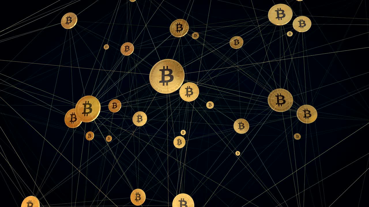 animación de la red cableada de bitcoin en 4k
