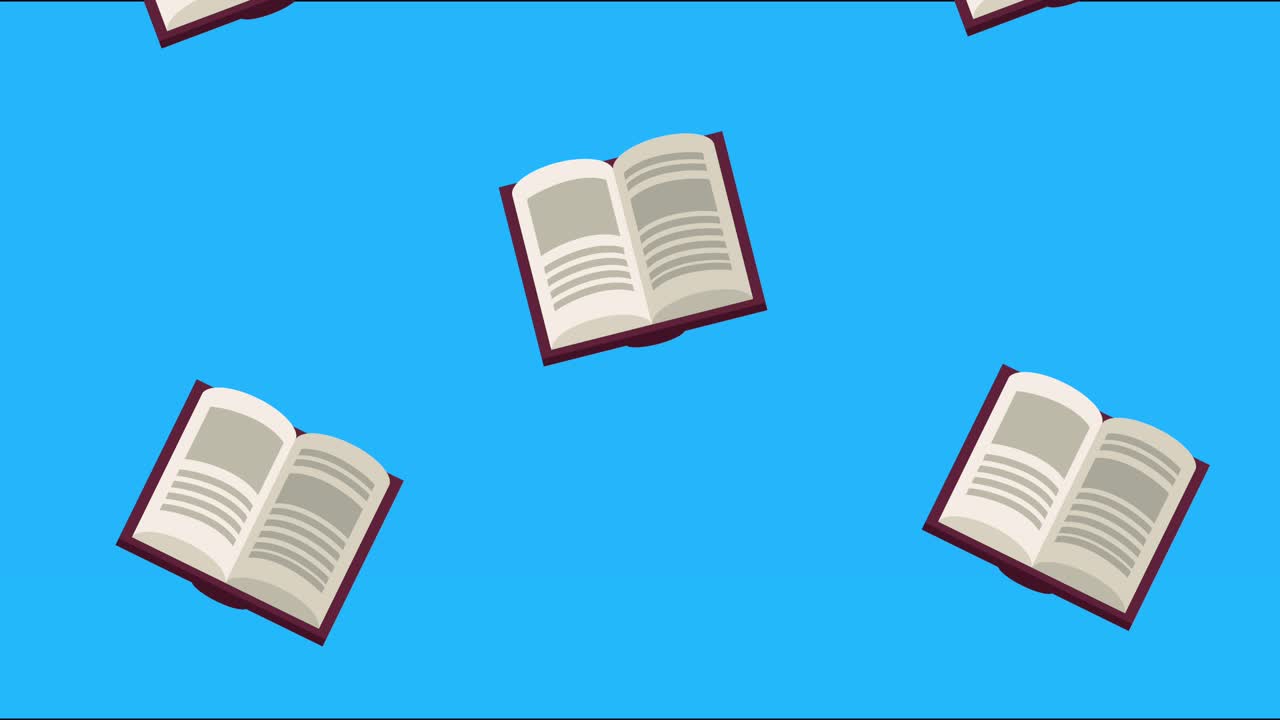 libros de texto abiertos animación de patrones de biblioteca