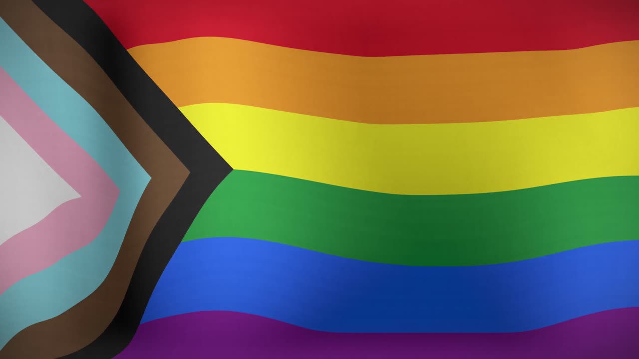 animación de la bandera lgbt con los colores actualizados del orgullo gay ondeando
