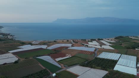 Traditional Farmlands And Greenhouses In Falasarna, Chania, Crete, Greece. Aerial Drone Shot