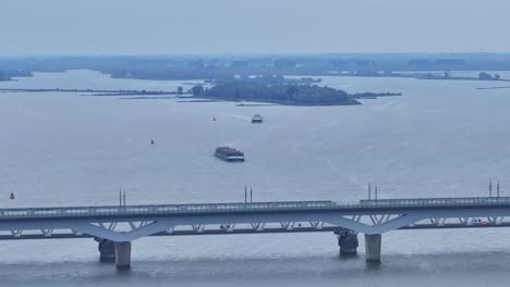 moerdijk bridge in rotterdam netherlands - drone shot