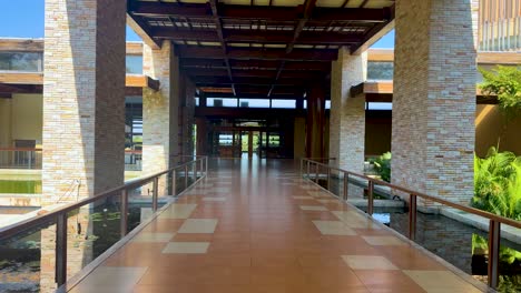 modern lobby with water feature