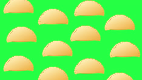 fried pastry falling through the green screen