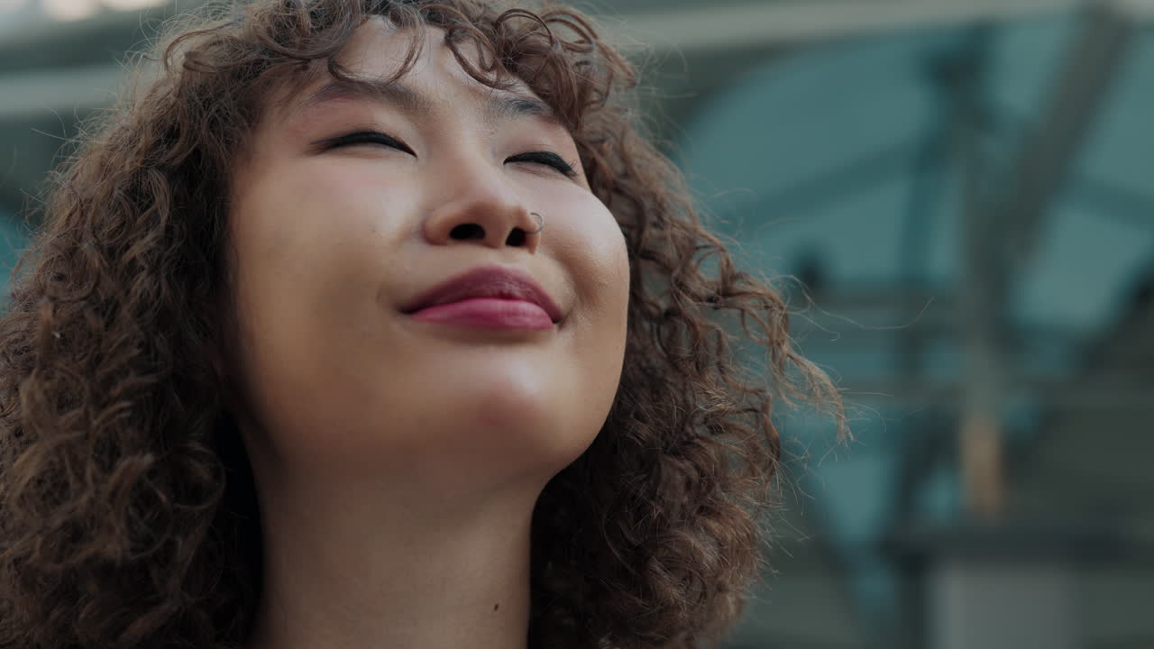 Happy Woman Looking Up