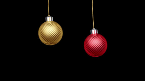 merry-Christmas-ball-hanging-animation,-New-year-toy-ball-rotate-decoration-Ornament-with-alpha-channel